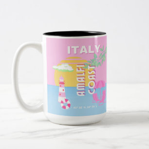 Italien Resa konst, Amalfi-kusten, Preppy, Rosa Två-Tonad Mugg