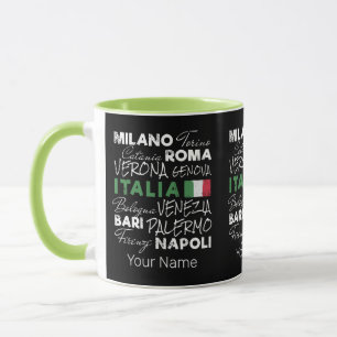 Italien Retro City and Flagga Vintage Helgdag Souv Mugg