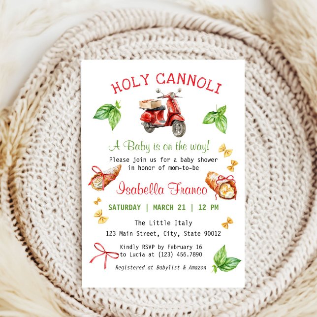 Italien Roligt Heliga för  Cannoli Baby Shower-inb Inbjudningar (Italian Holy Cannoli Baby Shower Invitation)