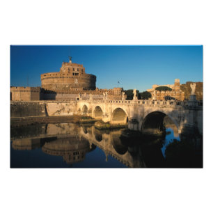 Italien, Rom, Castel Sant'Angelo och flod Fototryck