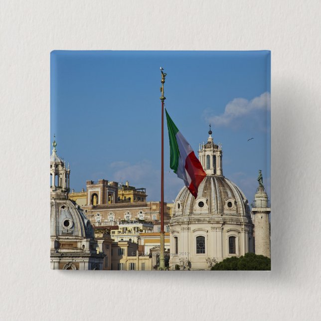 Italien, Rom. Italienska flagga Knapp (Framsida)