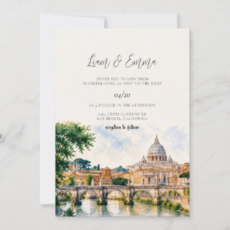 Italien Rom landskap Destination Bröllop Inbjudningar