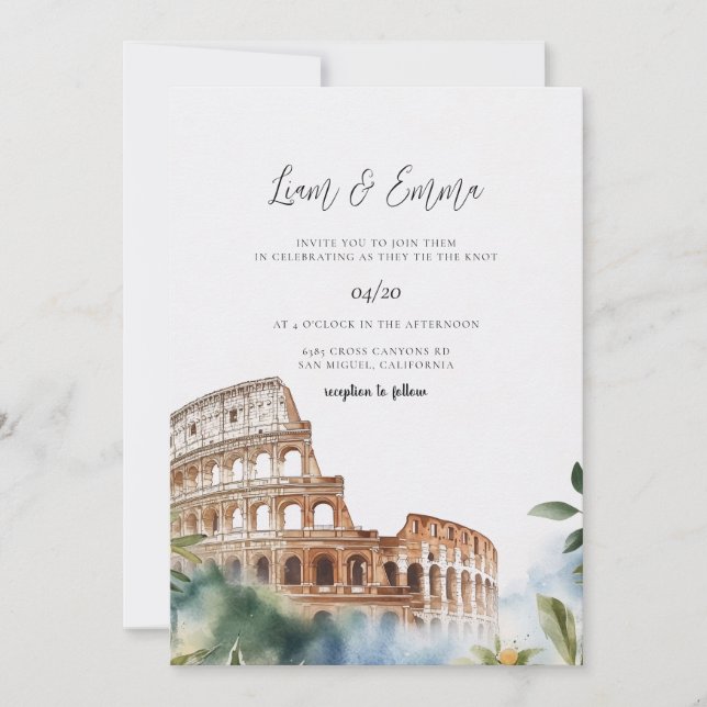 Italien Rom landskap Destination Bröllop Inbjudningar (Framsida)