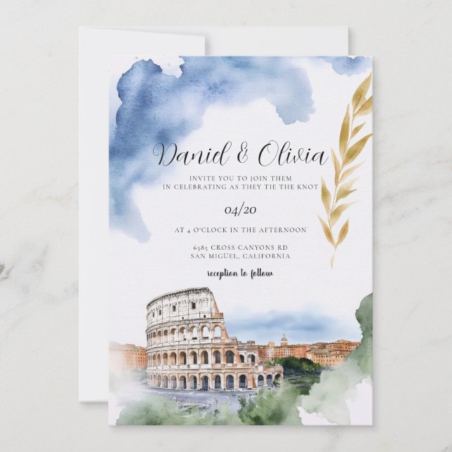 Italien Rom landskap Destination Bröllop Inbjudningar (Framsida)