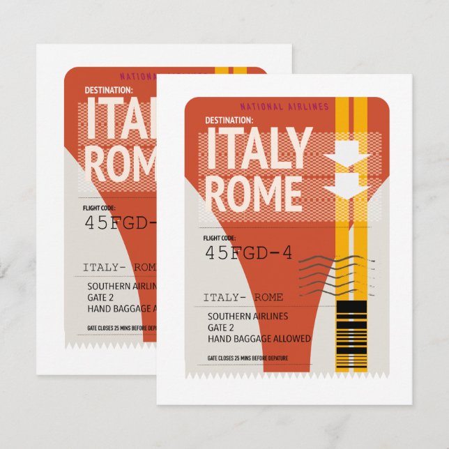 Italien Rom semesterbiljett (Fram/baksida)