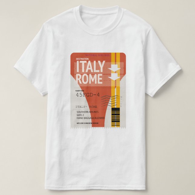 Italien Rom-semestern biljett T Shirt (Design framsida)