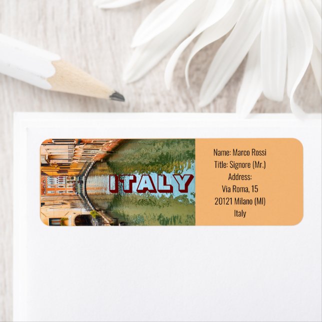 Italien Rom Venedig Canals Byggnad Picturesque Returadress Etikett (Insitu)