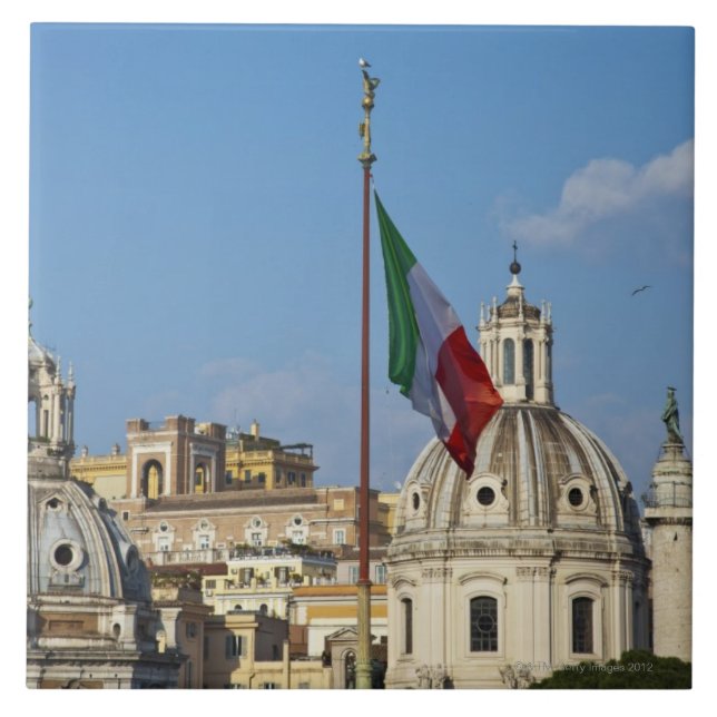 Italien Rome. Italiensk flagga Kakelplatta (Framsidan)