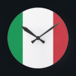 italien rund klocka<br><div class="desc">Flagga av italien. Flagga av italien (bandierad'Italia som ses ofta till i italienare som il Tricolore) är ett tricolour presentera tre lika storleksanpassade vertikala blekar av grönt, vit och rött, med grönten på hissasidan. Dess ström bildar har varit i bruk efter 19 Juni 1946 och adopterades formellt på 1 Januari...</div>