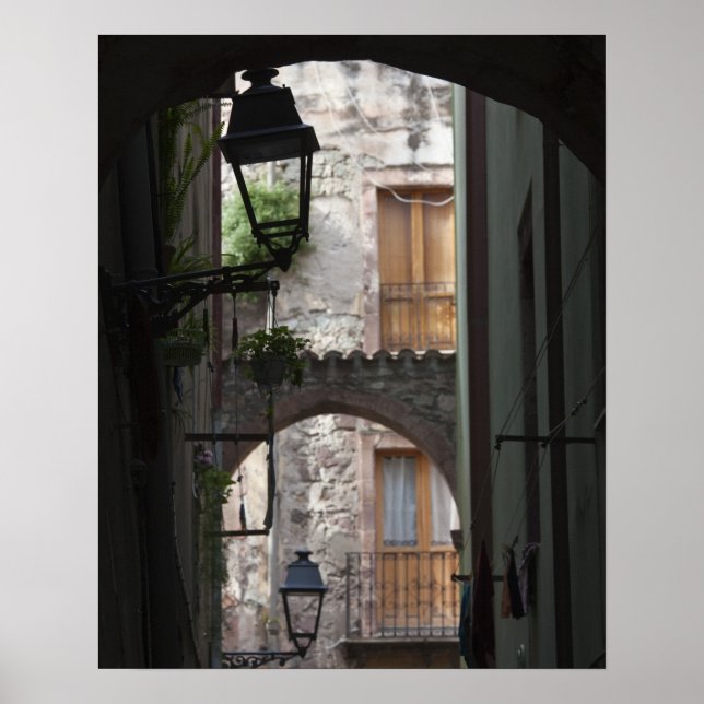 Italien, Sardinien, Bosa. Gatudetaljer. Poster (Framsidan)