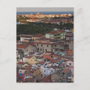Italien, Sardinien, Bosa. Stadsvy från Castello Vykort
