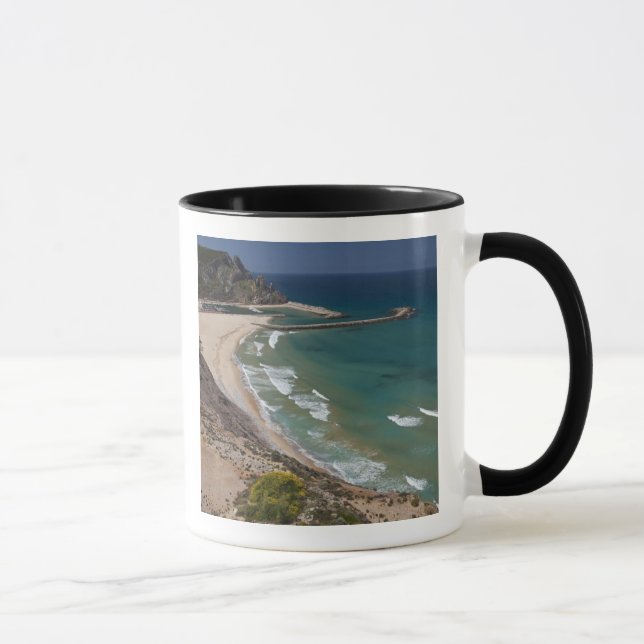 Italien, Sardinien, Buggerru. Buggerru strand och Mugg (Höger)