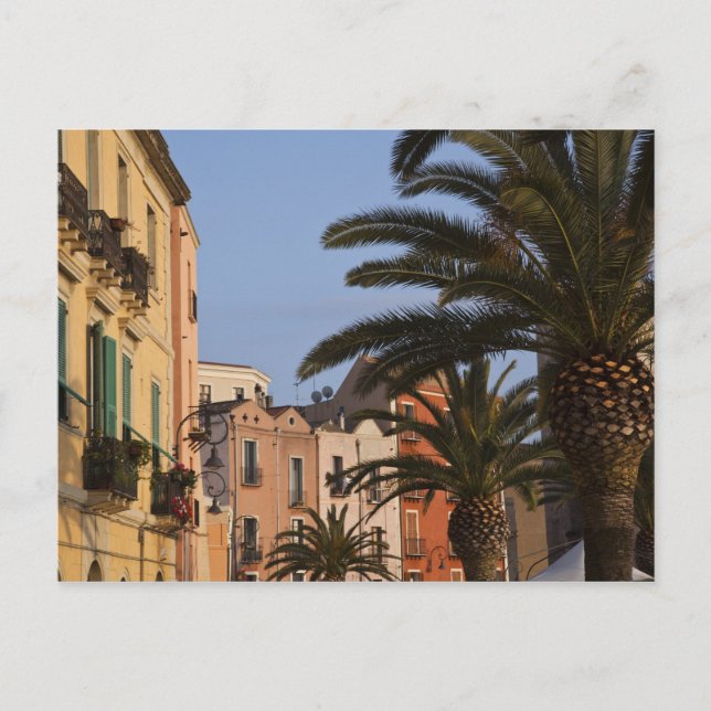 Italien, Sardinien, Cagliari. Byggnad och handflat Vykort (Framsida)