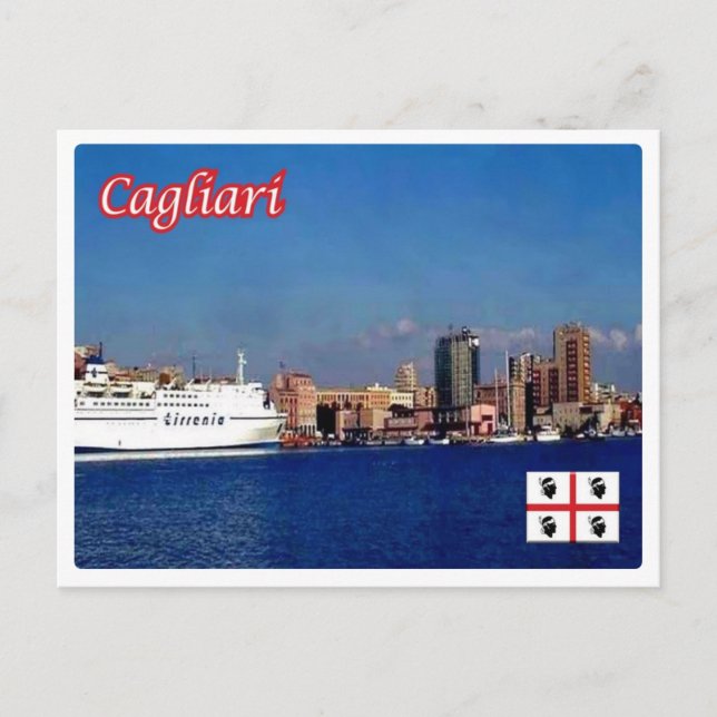 Italien - Sardinien - Cagliari - Harbour - Vykort (Framsida)