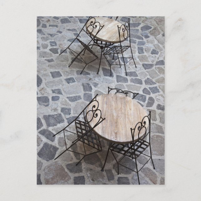 Italien, Sardinien, Castelsardo. Cafe bord. Vykort (Framsida)