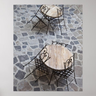 Italien, Sardinien, Castelsardo. Kaffebord. Poster