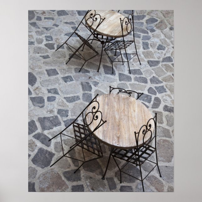 Italien, Sardinien, Castelsardo. Kaffebord. Poster (Framsidan)