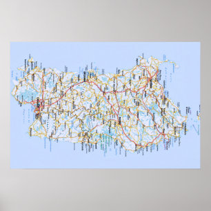 Italien - Sardinien - Sardinien Karta - Poster