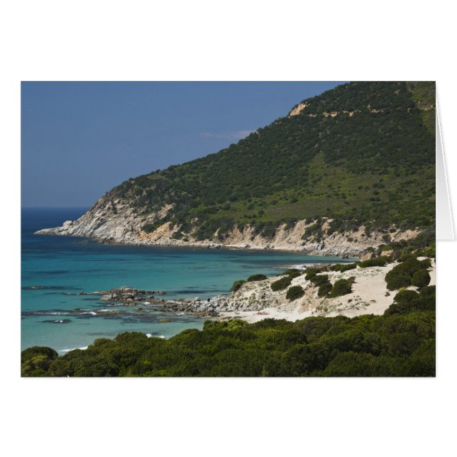 Italien, Sardinien, Solanas. Strand. Hälsningskort (Framsidan Horizontal)