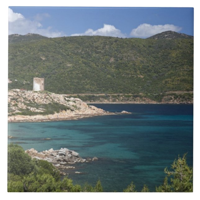 Italien, Sardinien, Teulada. Spansk torn. Kakelplatta (Framsidan)