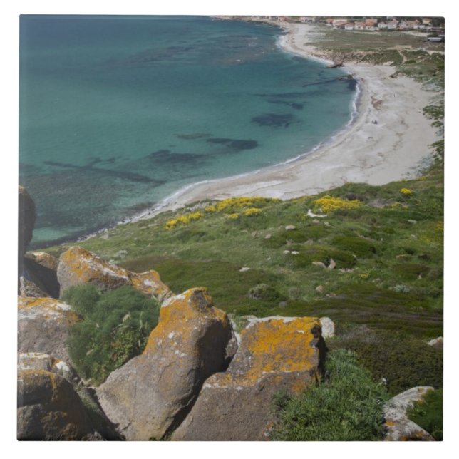 Italien, Sardinien, Tharros. Utsikt från det spans Kakelplatta (Framsidan)