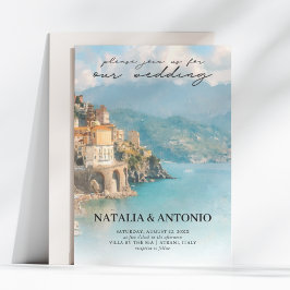 Italien Sea | Amalfi Kusten Watercolor Bröllop Inbjudningar