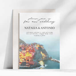 Italien Sea | Cinque Terre Watercolor Bröllop Inbjudningar