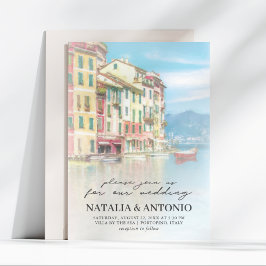 Italien Sea | Portofino Watercolor Bröllop Inbjudningar