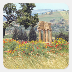 Italien, Sicilien, Agrigento. Ruinerna efter Fyrkantigt Klistermärke