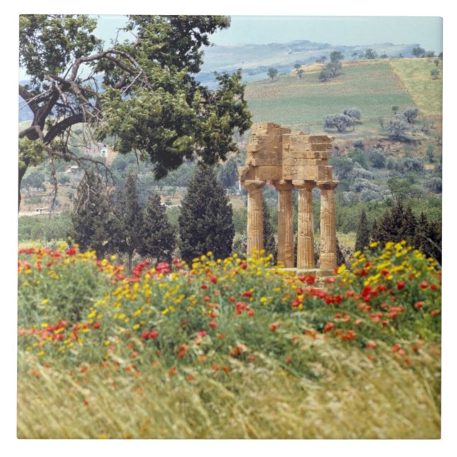 Italien, Sicilien, Agrigento. Ruinerna efter Kakelplatta (Framsidan)
