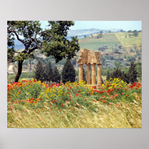 Italien, Sicilien, Agrigento. Ruinerna efter Poster