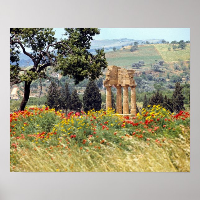 Italien, Sicilien, Agrigento. ruinerna på Poster (Framsidan)