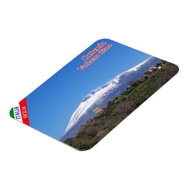 Italien - Sicilien - Catania - Etna med Snö - Magnet (Vänstra Sidan)