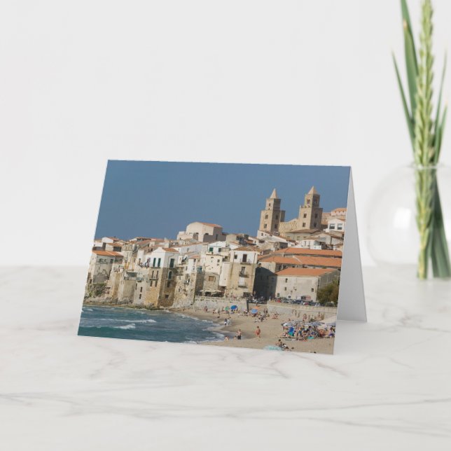 Italien, Sicilien, Cefalu, Town View med Duomo frå Kort (Framsida)