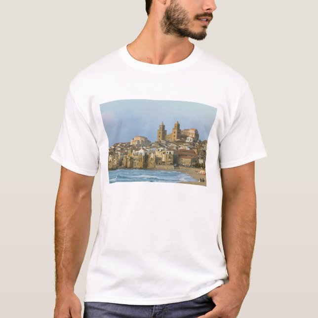 Italien, Sicilien, Cefalu, Utsikt med Duomo från 2 Tee (Framsida)