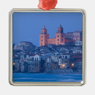 Italien, Sicilien, Cefalu, Utsikt med Duomo från Julgransprydnad Metall