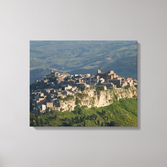 Italien, Sicilien, Enna, Calascibetta, Morgonvy 2 Canvastryck (Framsida)