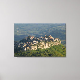 Italien, Sicilien, Enna, Calascibetta, Morgonvy 2 Canvastryck