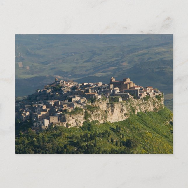 Italien, Sicilien, Enna, Calascibetta, morgonvy 2 Vykort (Framsida)