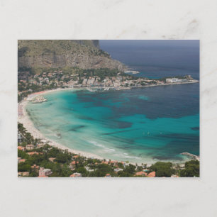 Italien, Sicilien, Mondello, Utsikt över stranden Vykort