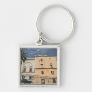 Italien, Sicilien, Palermo, Palazzo dei Normanni Fyrkantig Silverfärgad Nyckelring