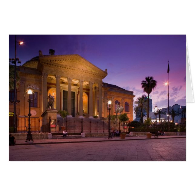 Italien, Sicilien, Palermo, Teatro Massimo Opera Hälsningskort (Framsidan Horizontal)