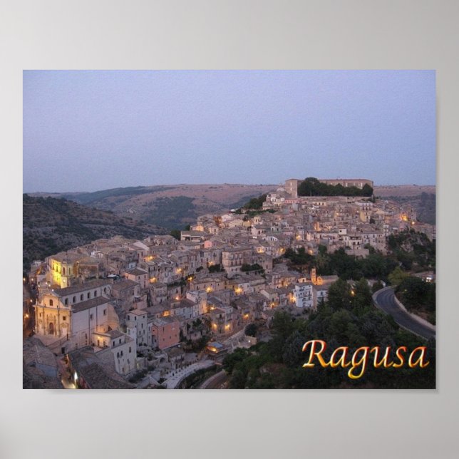 Italien - Sicilien - Ragusa - nattvy - Poster (Framsidan)