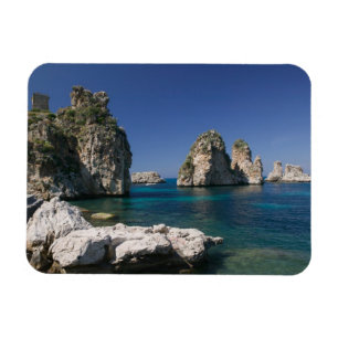 Italien, Sicilien, Scopello, Klippor vid Tonnara Magnet