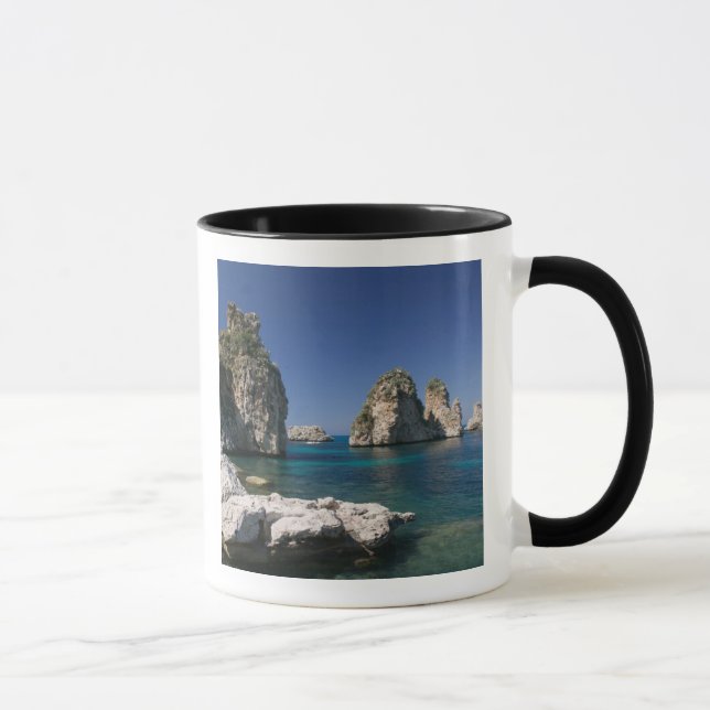 Italien, Sicilien, Scopello, Klippor vid Tonnara Mugg (Höger)