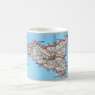 Italien - Sicilien - Sicilien Karta - Kaffemugg