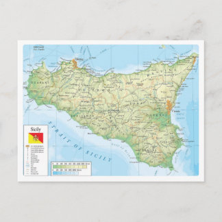 Italien - Sicilien - Sicilien Karta - Vykort
