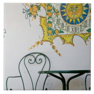 ITALIEN, Sicilien, TAORMINA: Bam, Bar Café detalj Kakelplatta