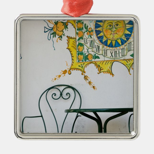 ITALIEN, Sicilien, TAORMINA: Detaljer om bam, kafé Julgransprydnad Metall (Framsidan)