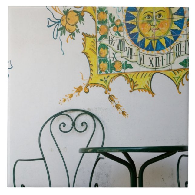 ITALIEN, Sicilien, TAORMINA: Detaljer om bam, kafé Kakelplatta (Framsidan)